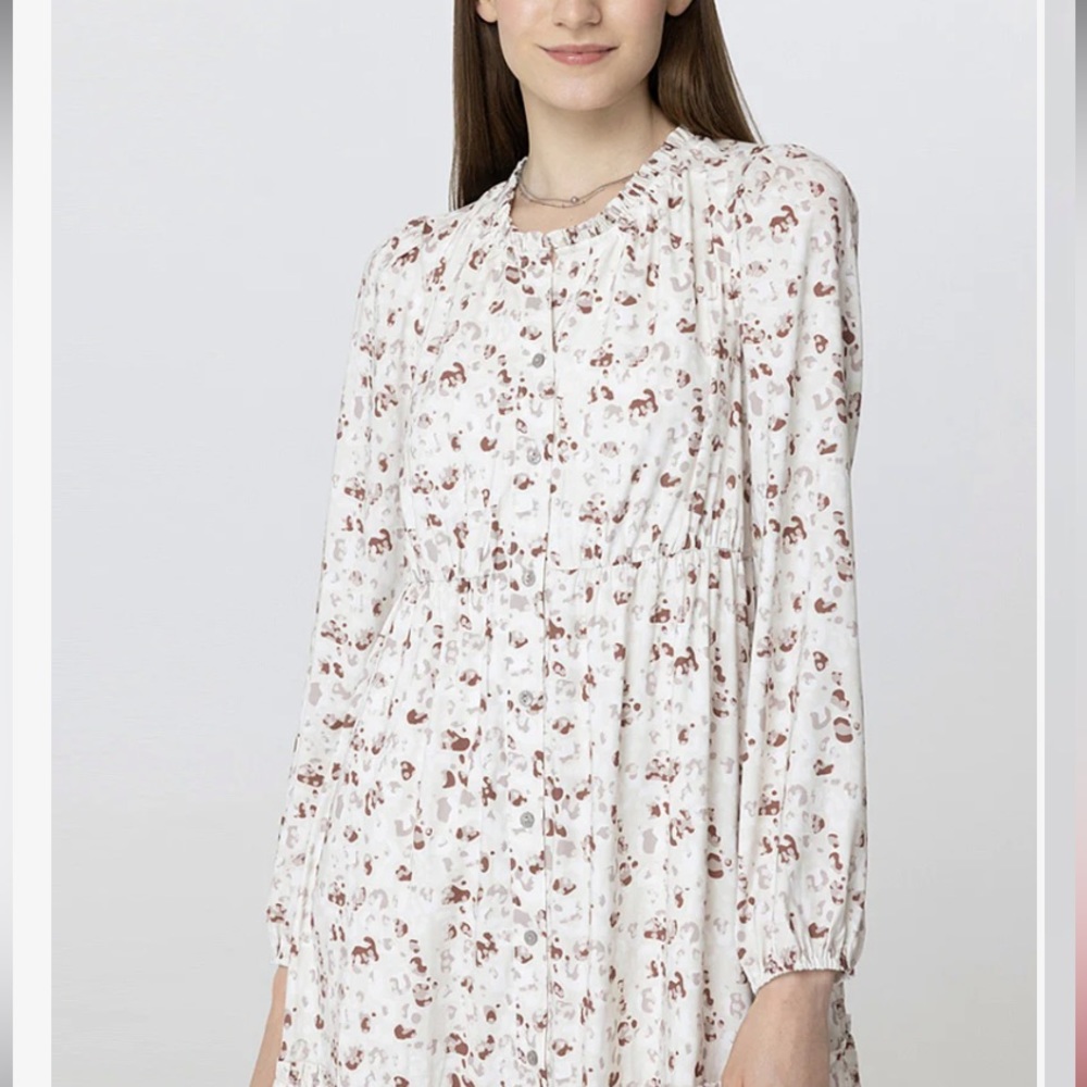 NWT FRYE Ruffle Neck Front Button Dress - NEW